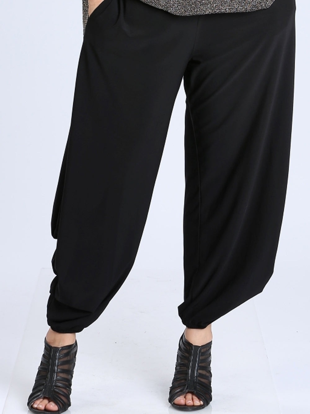 IC By Connie K Side Pleats Detailed Wide Leg Harem Pants Black Women's Size S